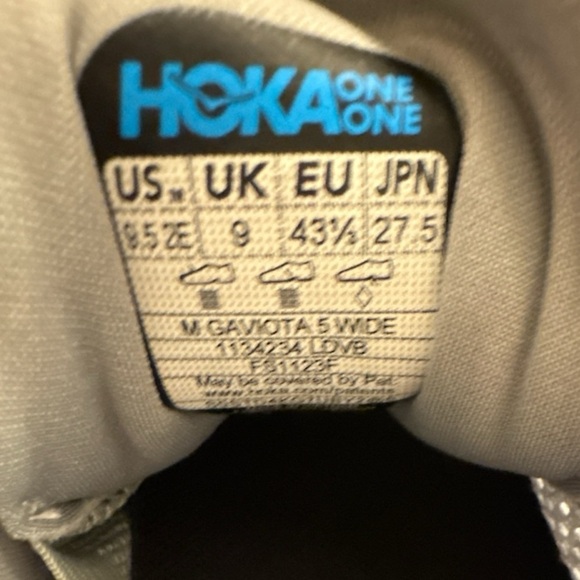 SOLD - HOKA One One Gaviota 5 men’s size 9.5 Wide in grey and blue - Picture 6 of 10